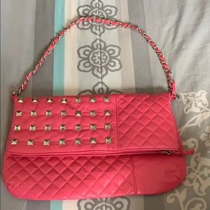 Silver studded hot pink purse